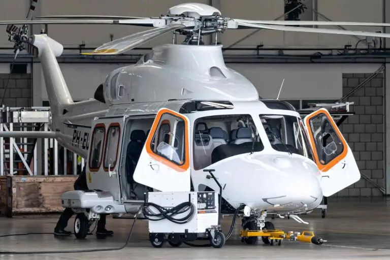 AgustaWestland AW139 in hangar for maintenance